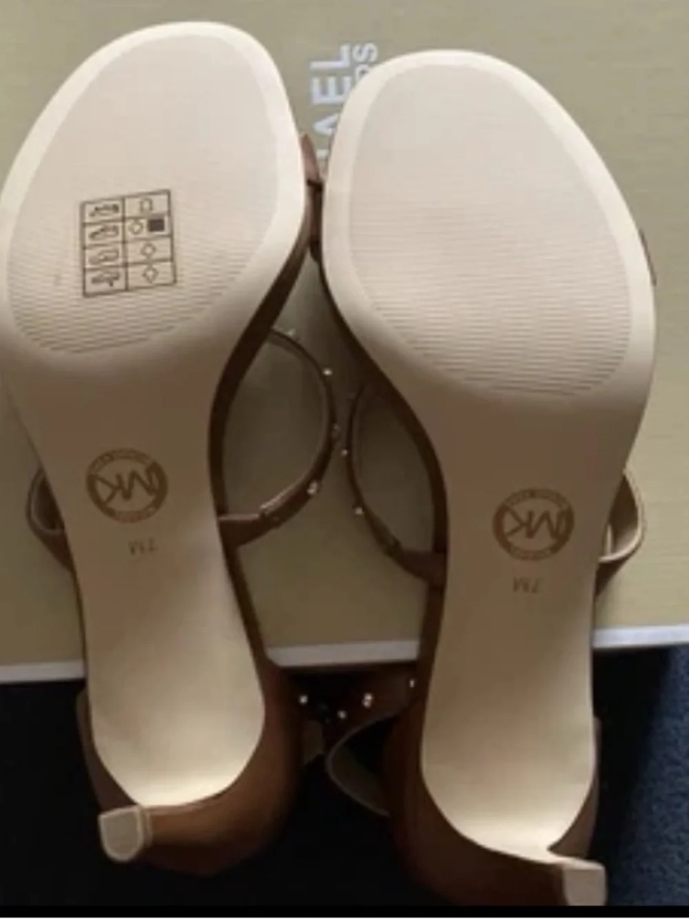 Michael Kors Brown Studded Leather Ankle-Strap Heels